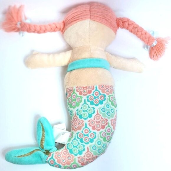 Maison Chic Mermaid Plush Stuffed Baby Doll Rag Doll Pink Teal Pigtails Lovey - Picture 5 of 6